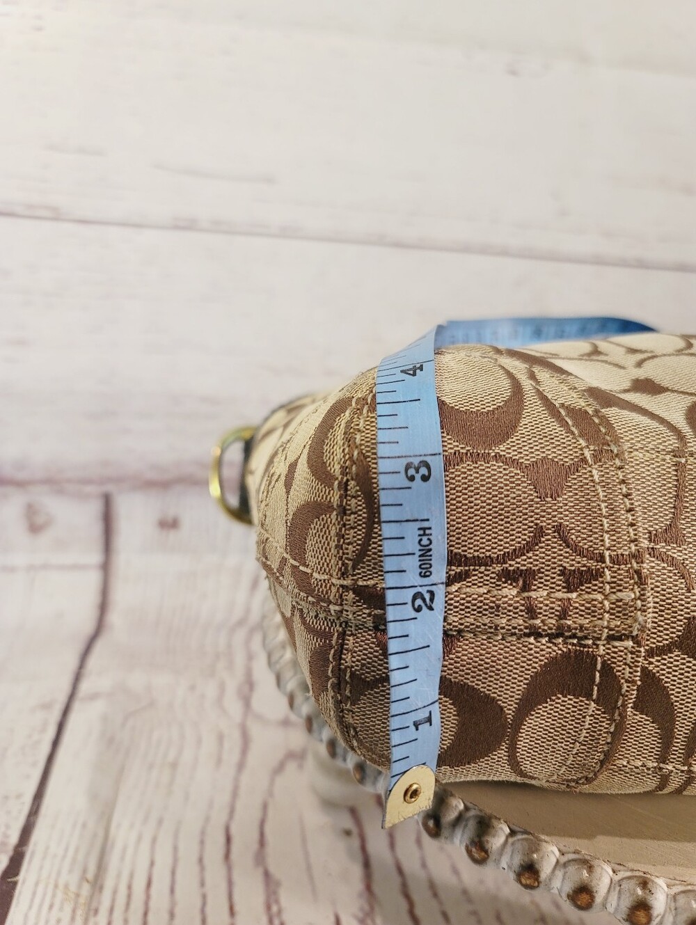 Vintage Y2K Coach Signature Canvas Hobo Crossbody-Shoulder Bag Brown Tan 12594 - Picture 14 of 16